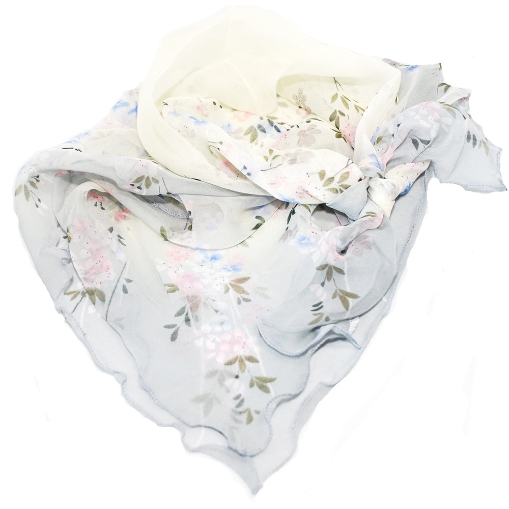 Grey Campia Ruffle Edge Scarf 40% Silk